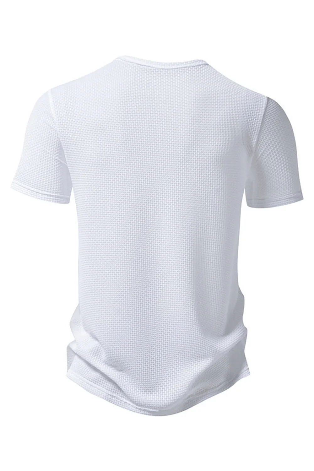 White Short Sleeves Waffle Men's Casual Polo Shirt sold by Zapaka product image thumbnail 2