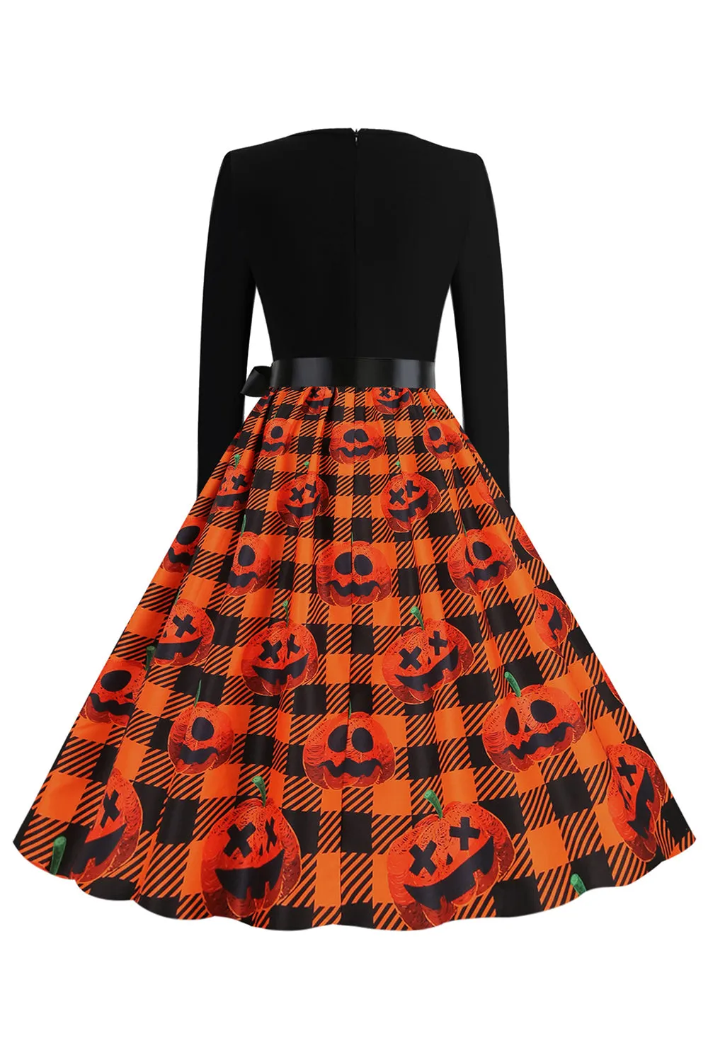 Orange Print Halloween Retro Dress with Long Sleeves sold by Zapaka product image thumbnail 2