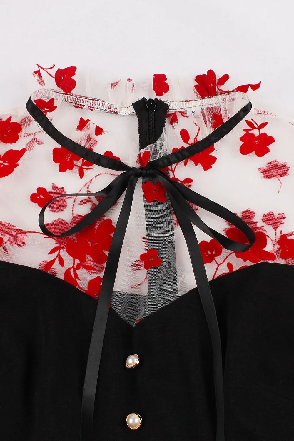 Black Printed Vintage 1950s Swing Dress sold by Zapaka product image thumbnail 3