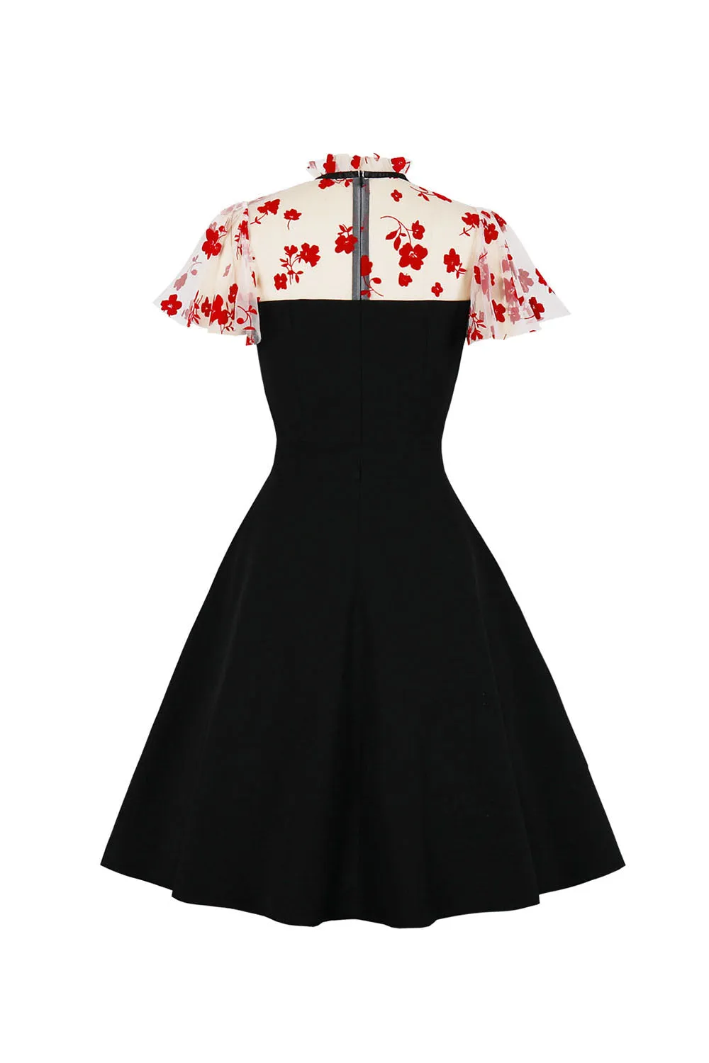 Black Printed Vintage 1950s Swing Dress sold by Zapaka product image thumbnail 2