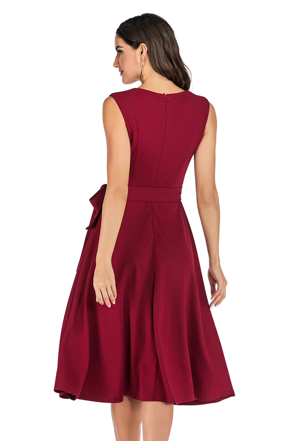 Burgundy Solid Dress sold by Zapaka product image thumbnail 2
