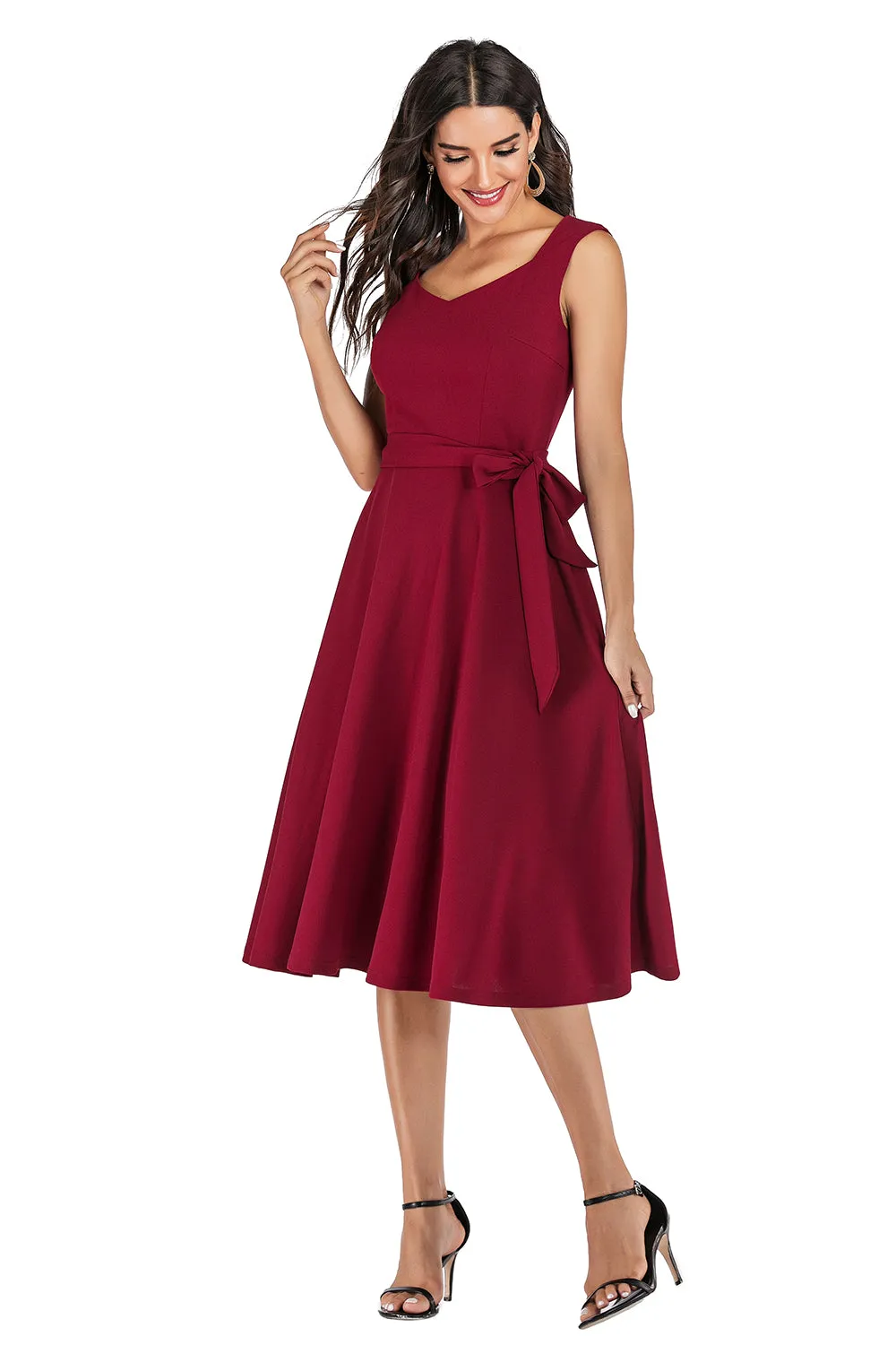 Burgundy Solid Dress sold by Zapaka product image thumbnail 5