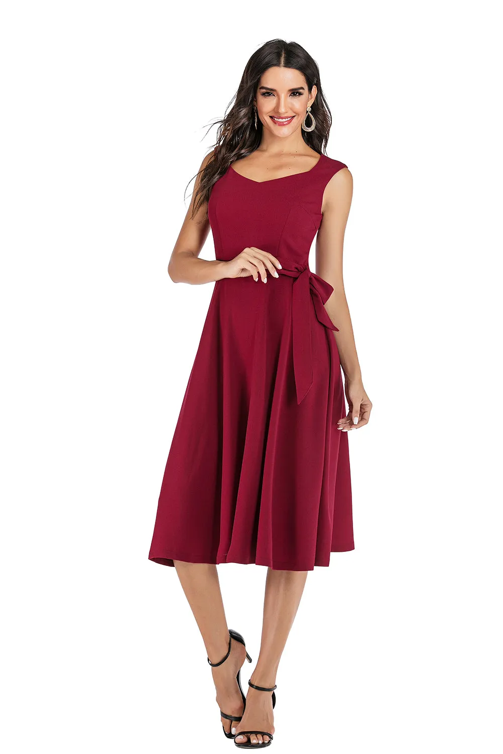Burgundy Solid Dress sold by Zapaka product image thumbnail 4