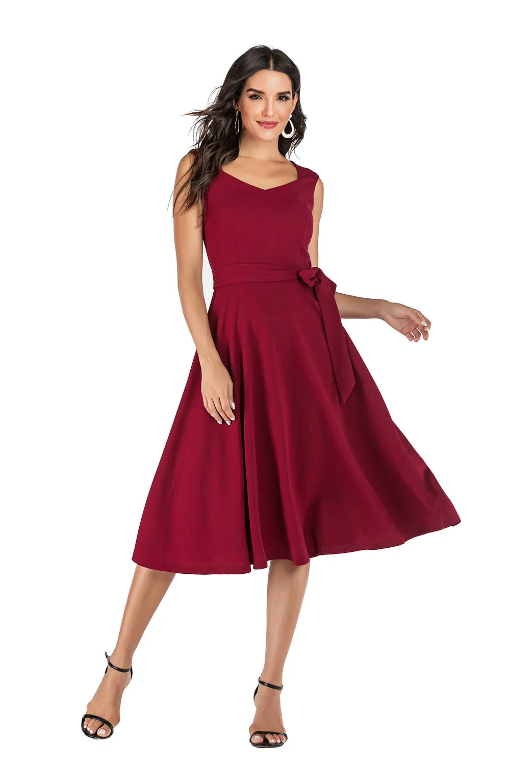 Burgundy Solid Dress sold by Zapaka product image thumbnail 3