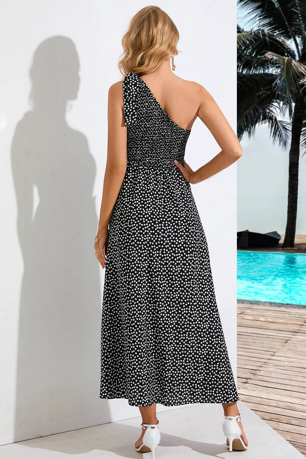 One Shoulder Black Printed Summer Dress sold by Zapaka product image thumbnail 2