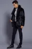 Black Lapel Neck Cropped Faux Fur Men Coat sold by Zapaka