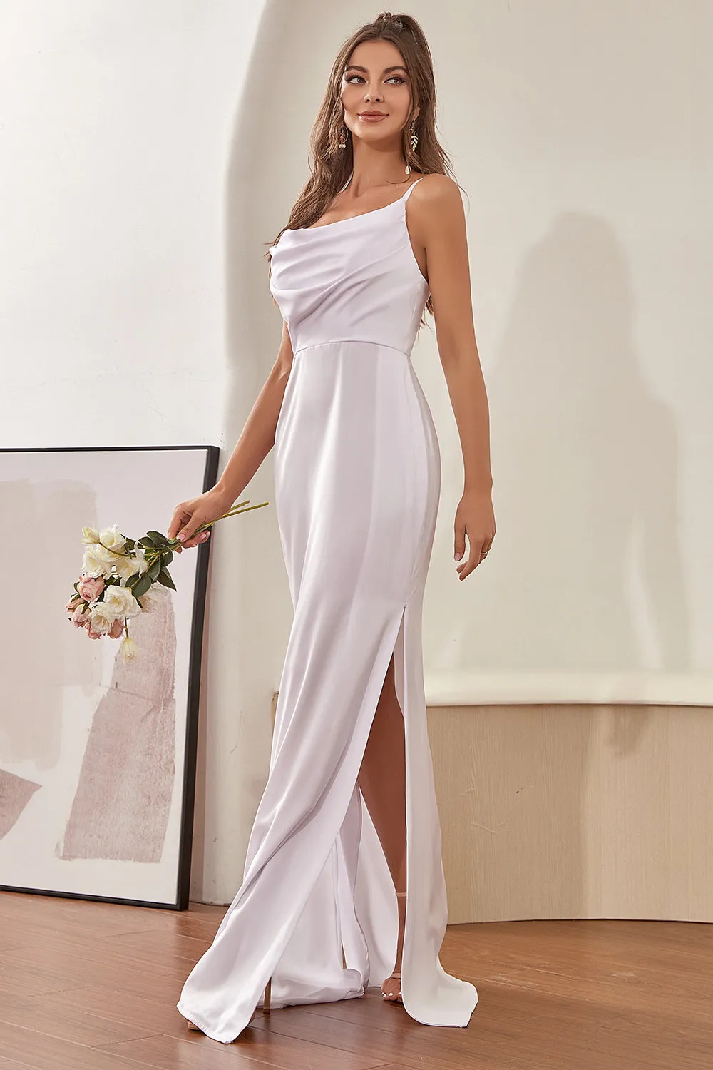 Simple Ivory Satin Wedding Dress sold by Zapaka product image thumbnail 3