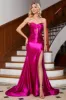 Sparkly Mermaid Fuchsia Corset Prom Dress with Slit sold by Zapaka