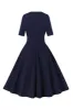 Navy Half Sleeves V Neck 1950s Dress sold by Zapaka