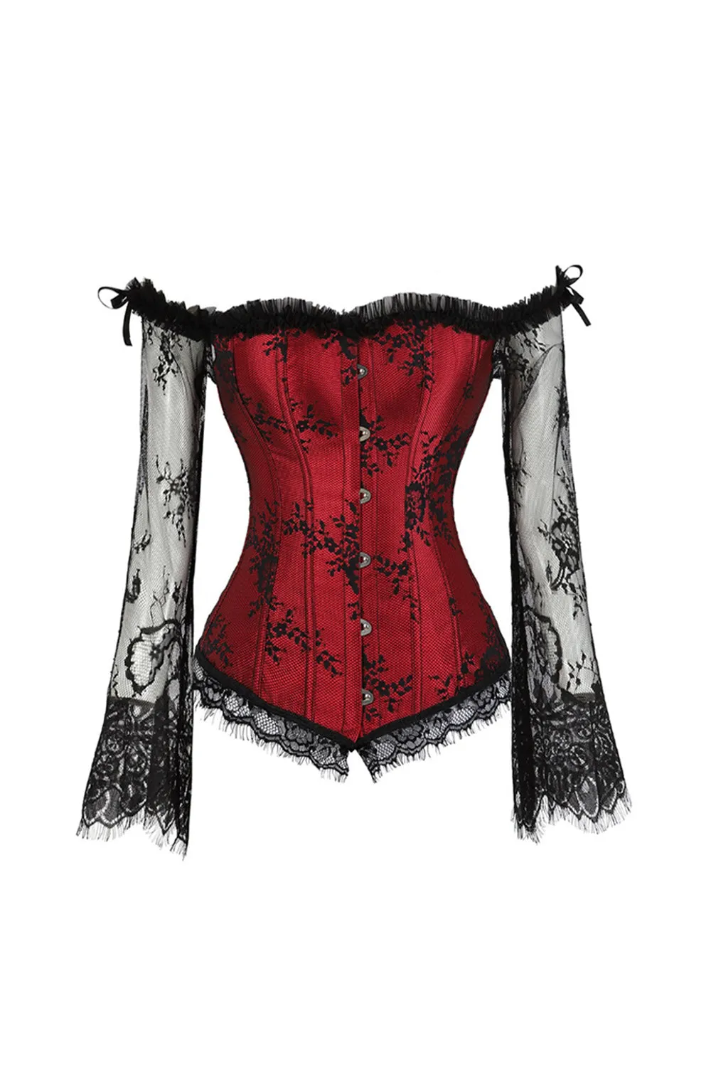 Corset Bone Style Black Palace Lace Long Sleeves Shapewear sold by Zapaka product image thumbnail 2