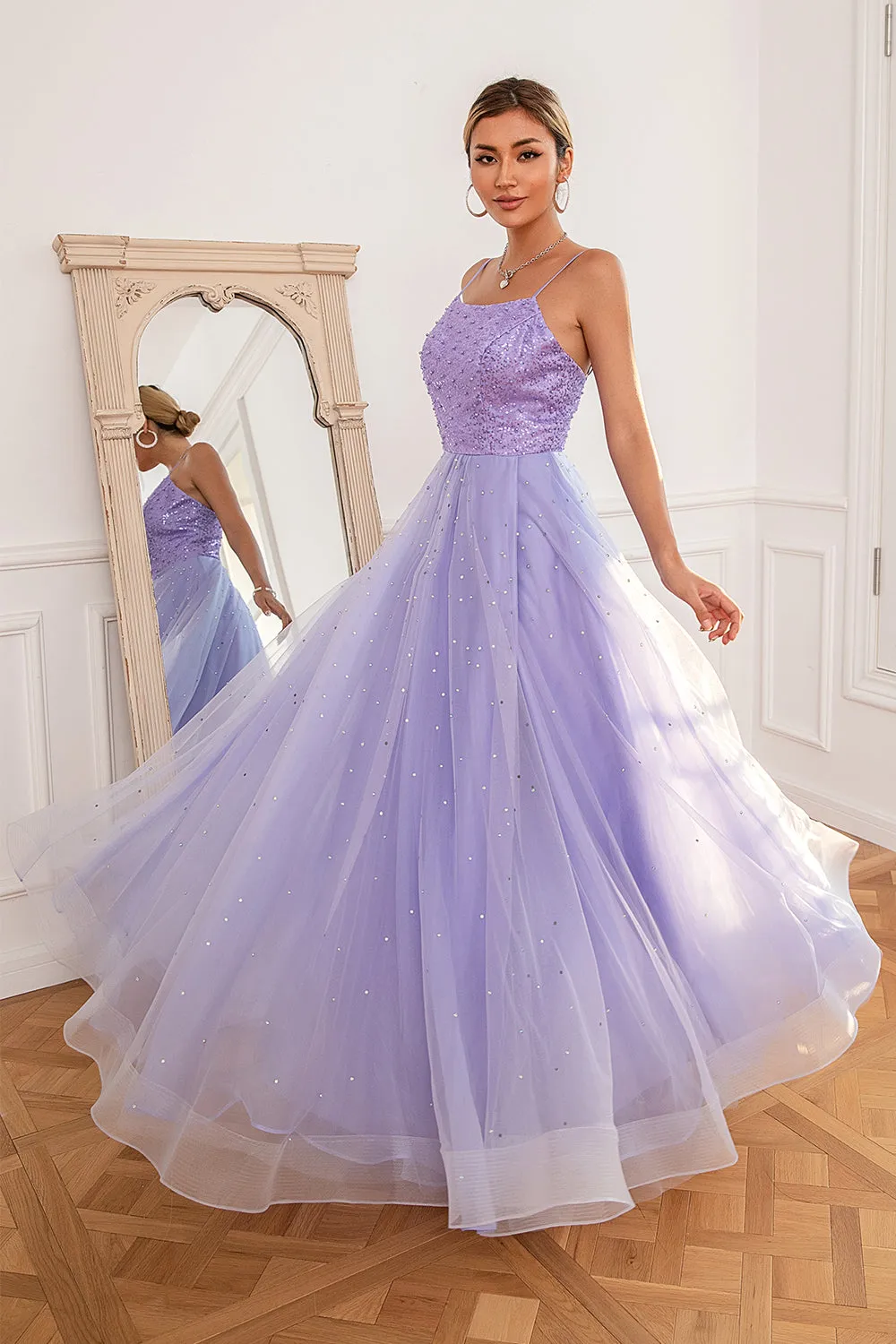 Light Purple Sequins Prom Dress with Slit sold by Zapaka product image thumbnail 5