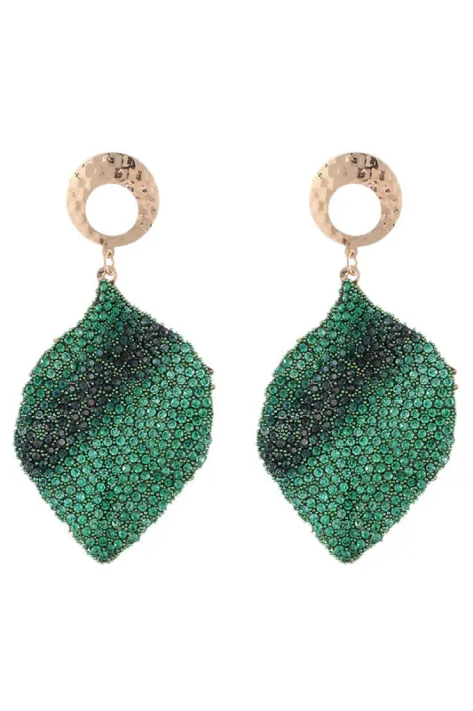 Leaves Alloy Rhinestones Geometric Earrings sold by Zapaka