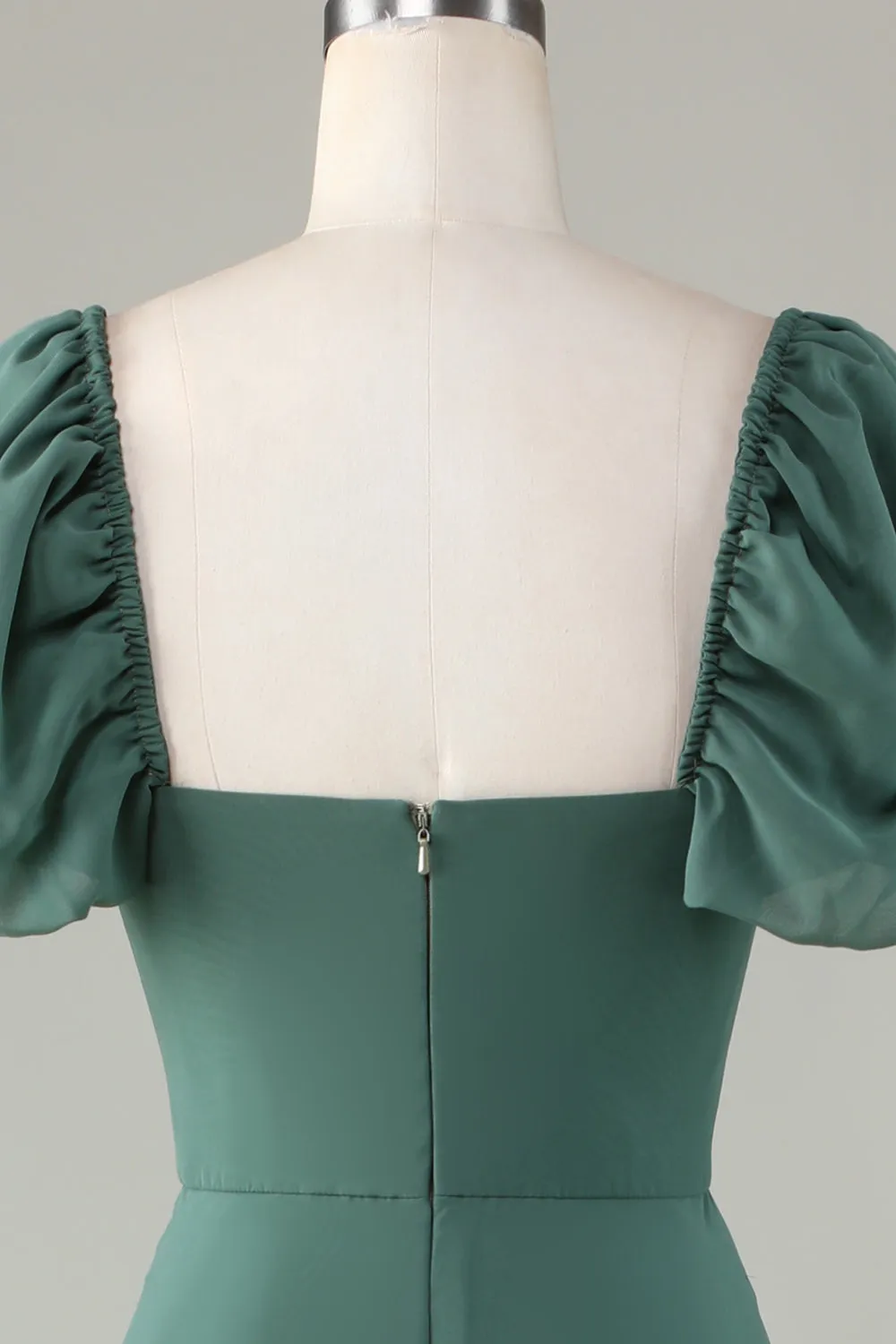 Chiffon Puff Sleeves Eucalyptus Bridesmaid Dress sold by Zapaka product image thumbnail 5