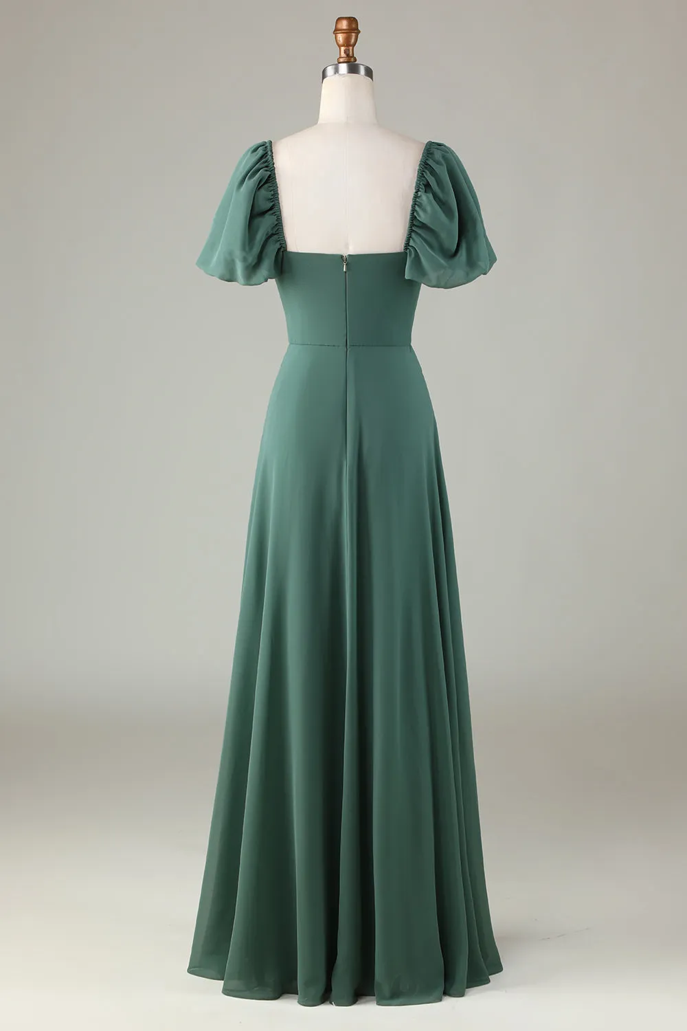 Chiffon Puff Sleeves Eucalyptus Bridesmaid Dress sold by Zapaka product image thumbnail 2