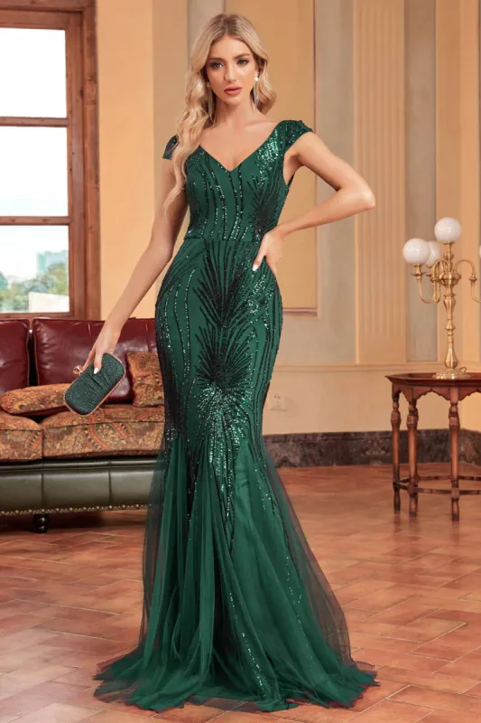 Dark Green Mermaid Sequins Formal Dress sold by Zapaka