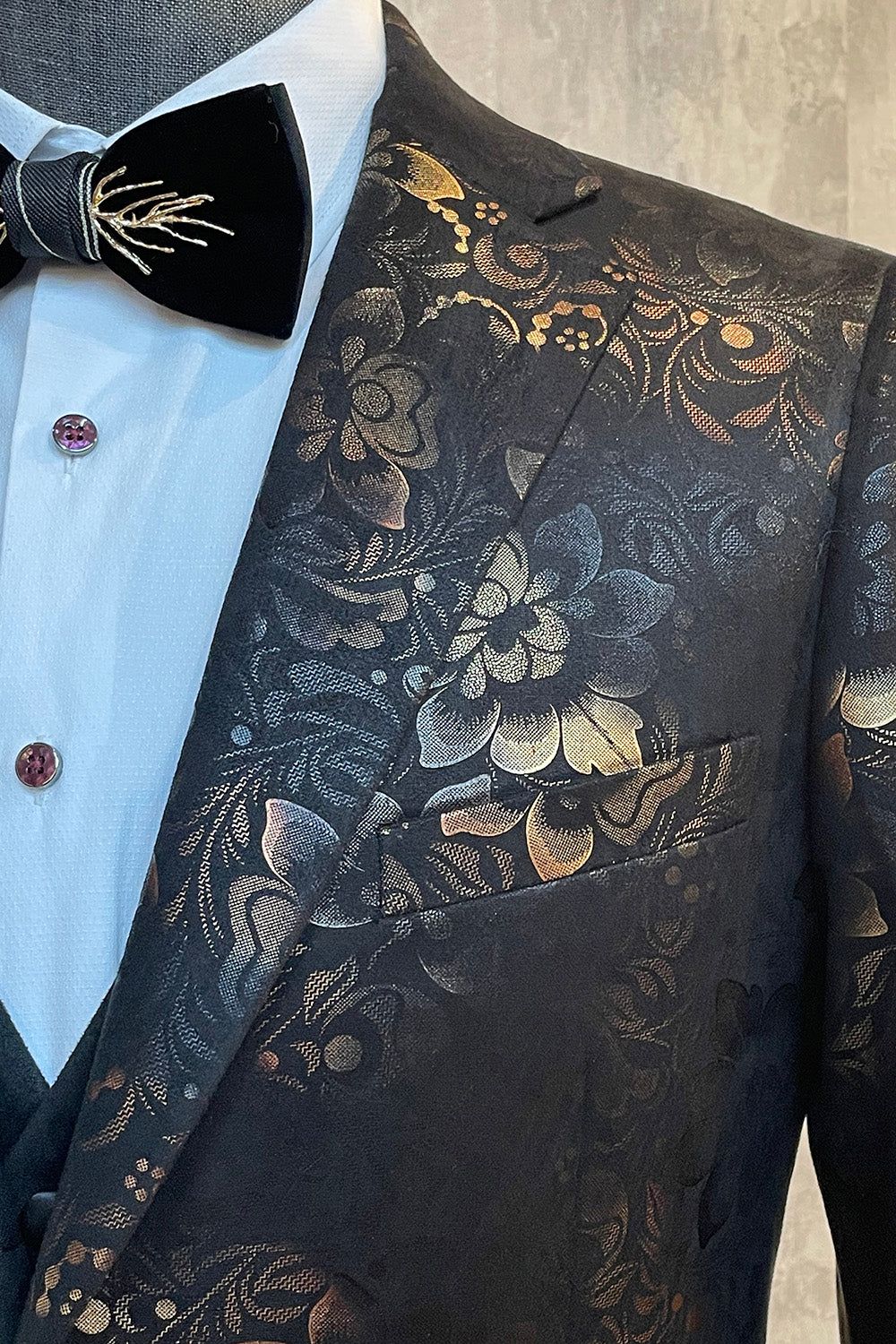 Dark Brown Shawl Lapel Jacquard Men's Prom Blazer sold by Zapaka product image thumbnail 4