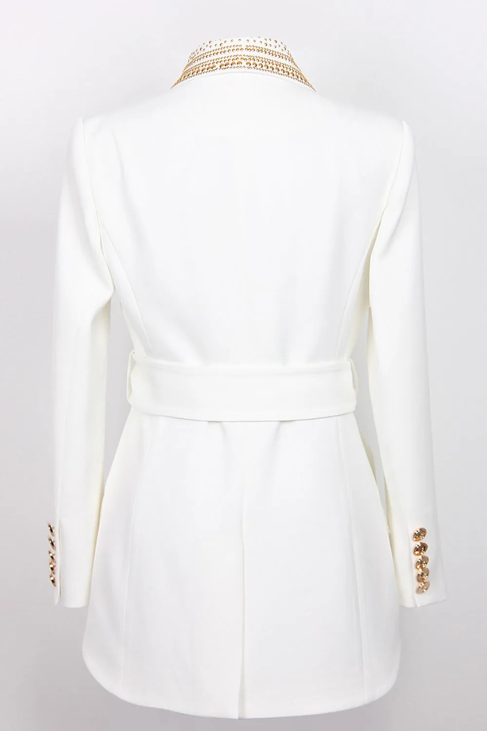 White Shawl Lapel Double Breasted Slim Fit Women Blazer with Beading sold by Zapaka product image thumbnail 2