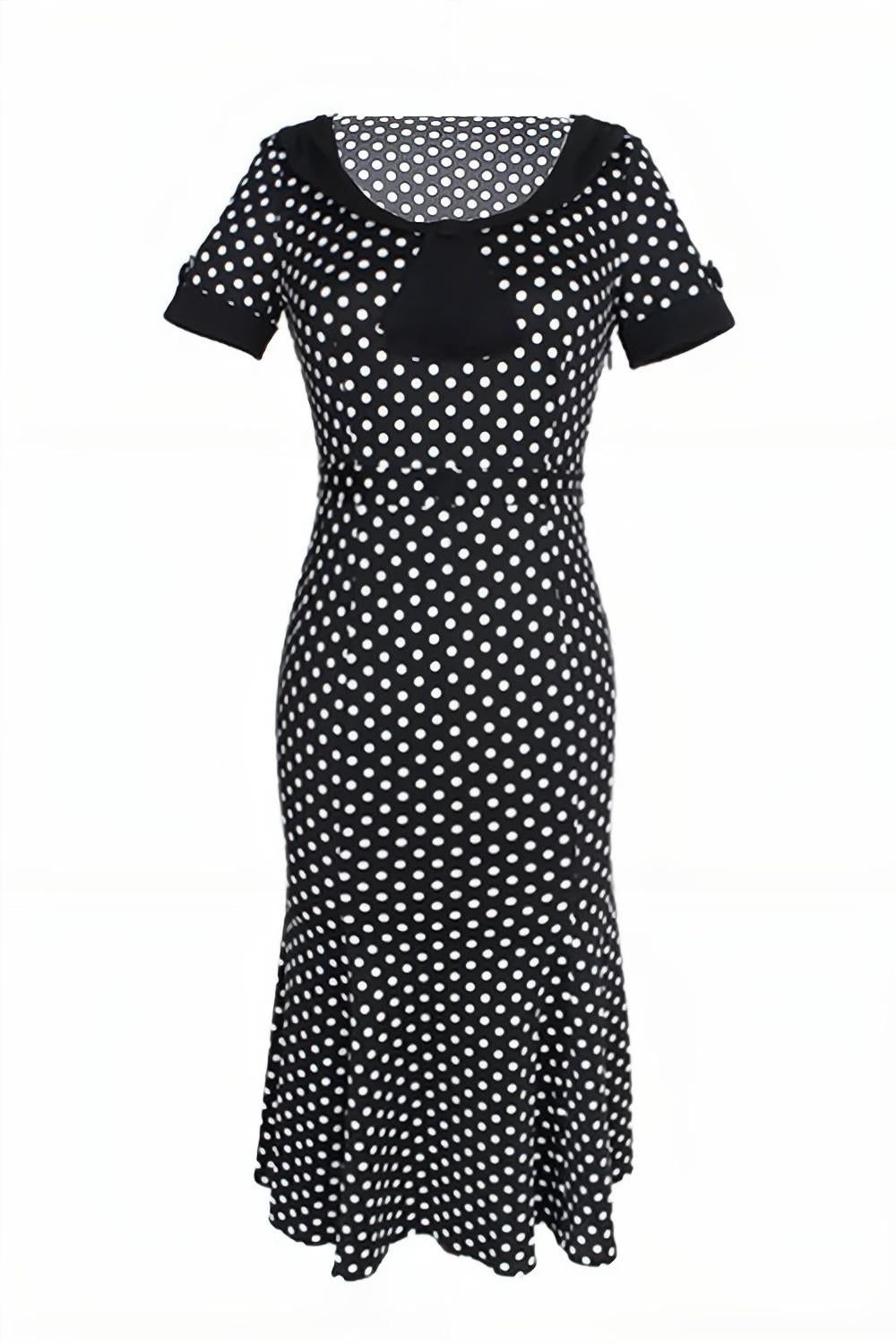 Polka Dots Short Sleeves Black 1960s Dress sold by Zapaka