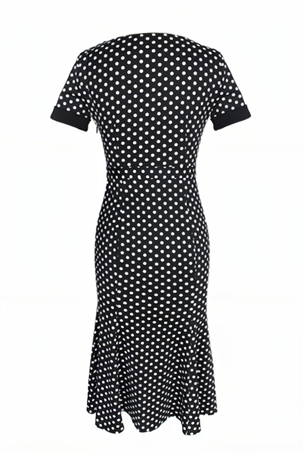 Polka Dots Short Sleeves Black 1960s Dress sold by Zapaka product image thumbnail 2