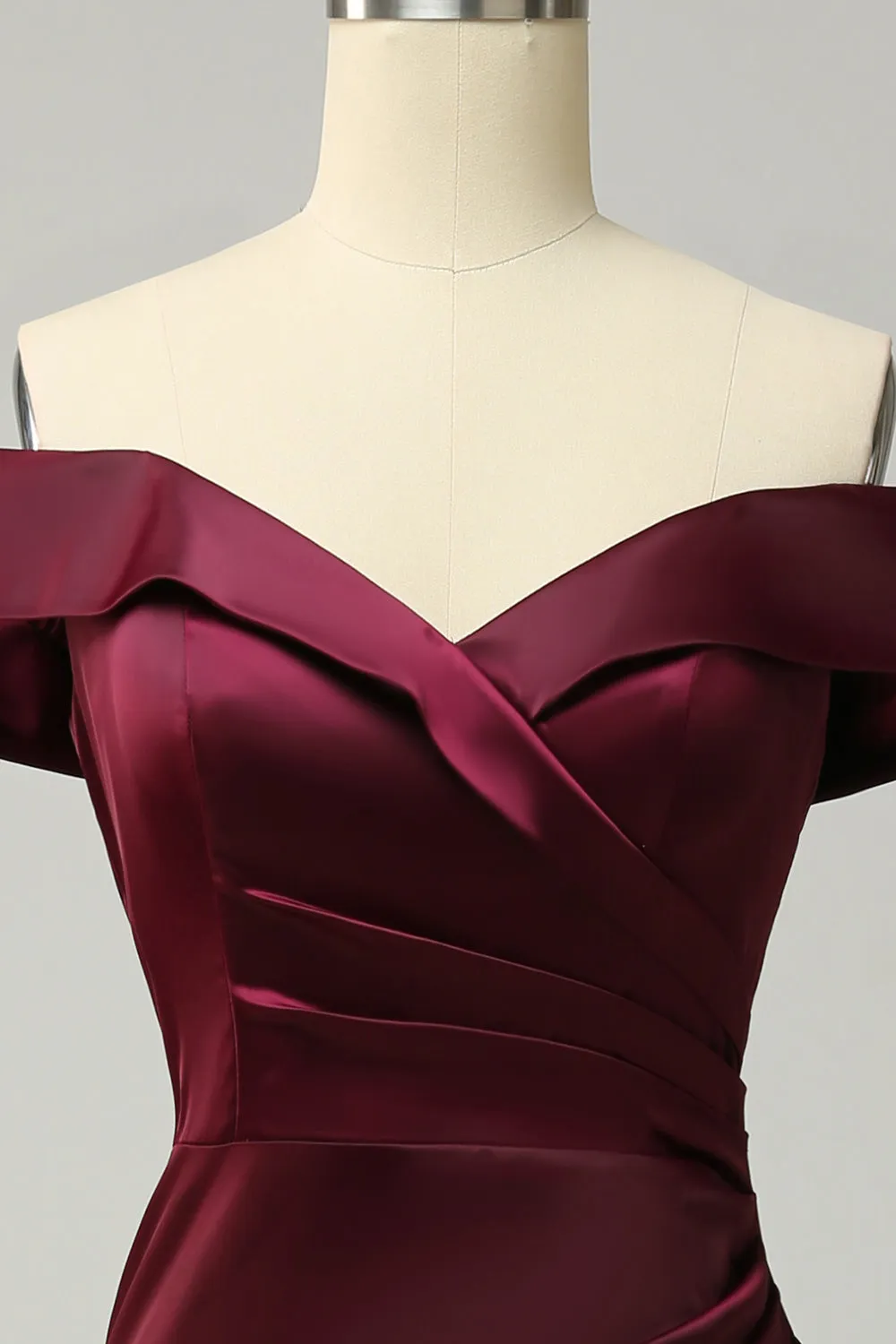 Burgundy Off The Shoulder Sheath Long Bridesmaid Dress sold by Zapaka product image thumbnail 4