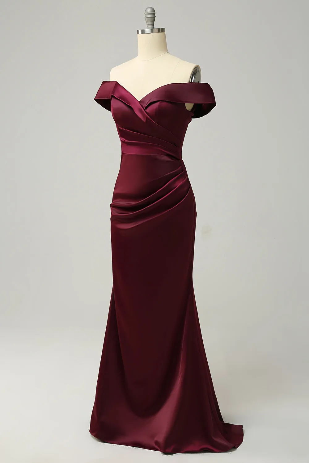 Burgundy Off The Shoulder Sheath Long Bridesmaid Dress sold by Zapaka product image thumbnail 3