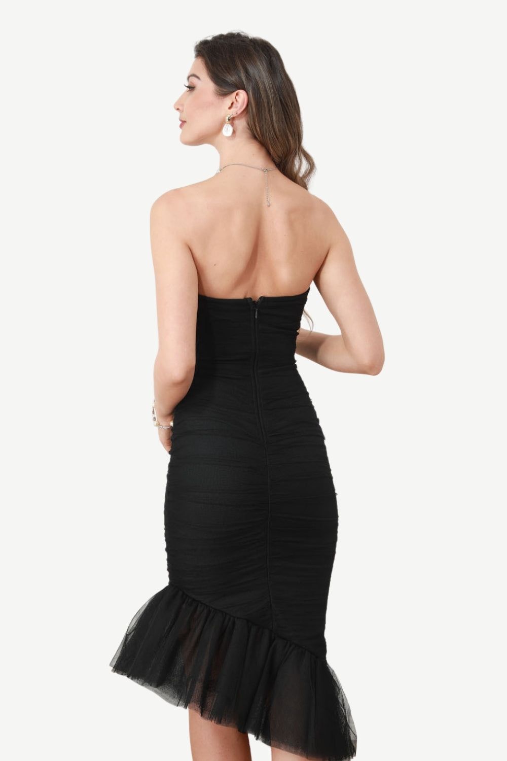 Strapless Black Cocktail Dress with Ruffles sold by Zapaka product image thumbnail 2
