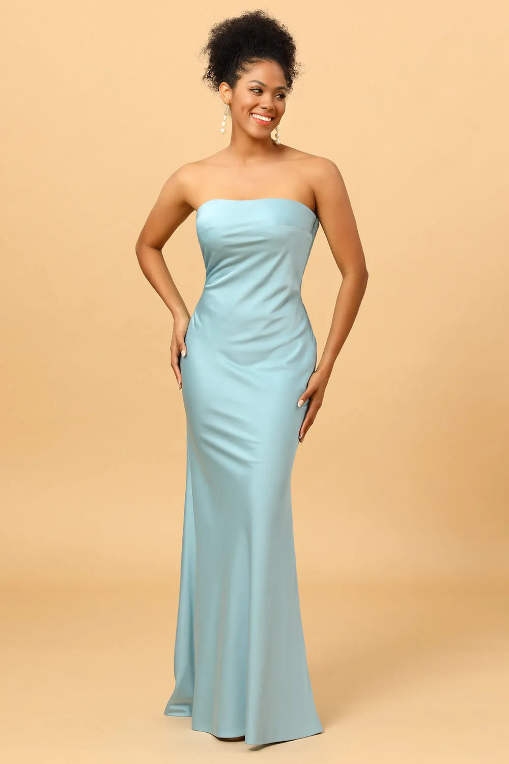 Grey Blue Satin Mermaid Bridesmaid Dress sold by Zapaka product image thumbnail 4