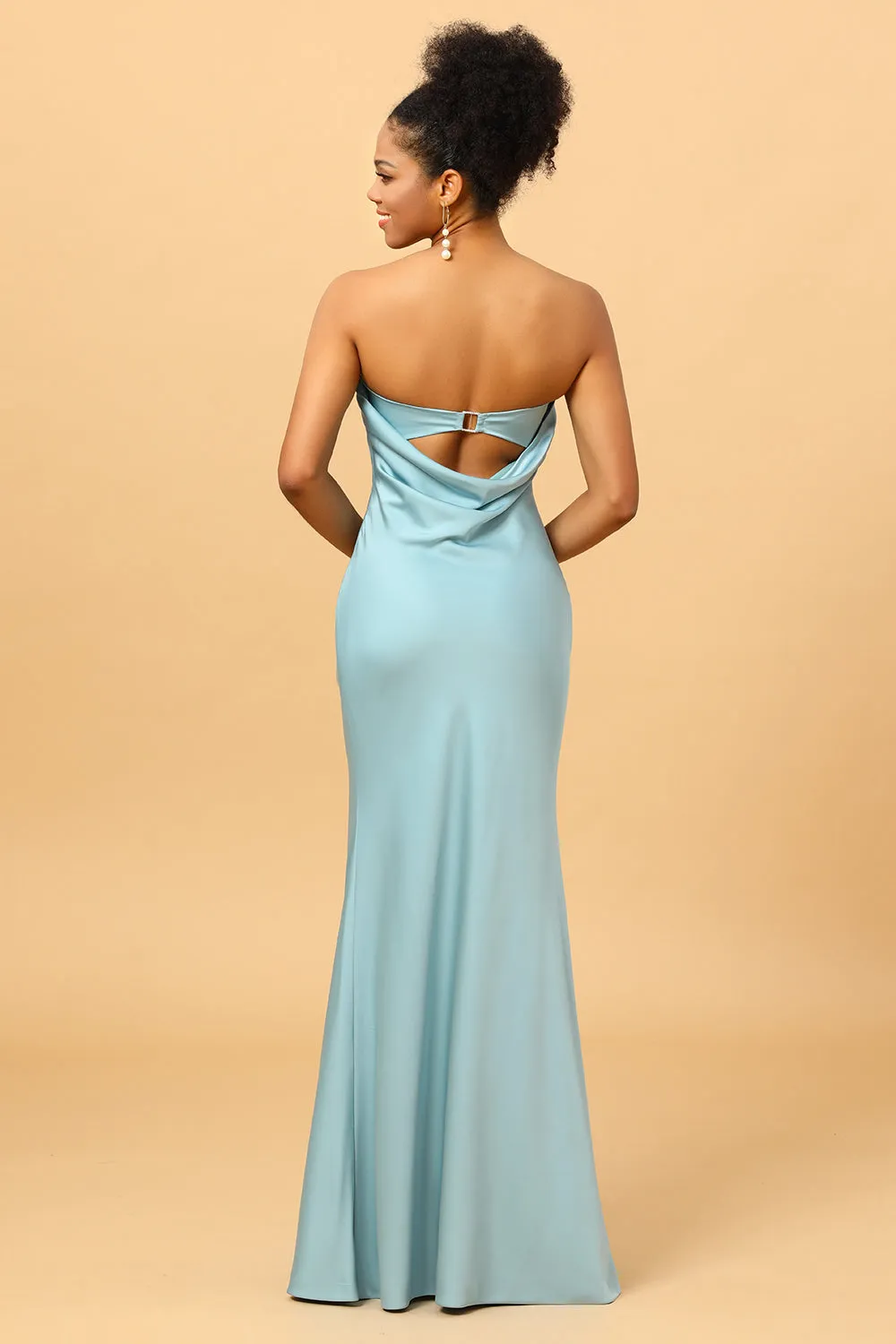 Grey Blue Satin Mermaid Bridesmaid Dress sold by Zapaka product image thumbnail 2