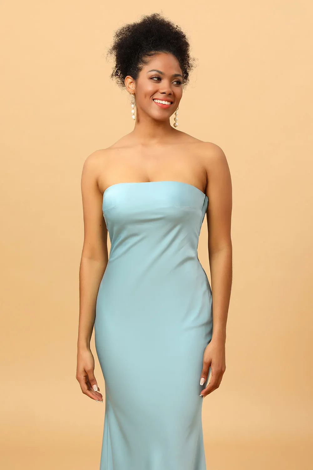 Grey Blue Satin Mermaid Bridesmaid Dress sold by Zapaka product image thumbnail 5