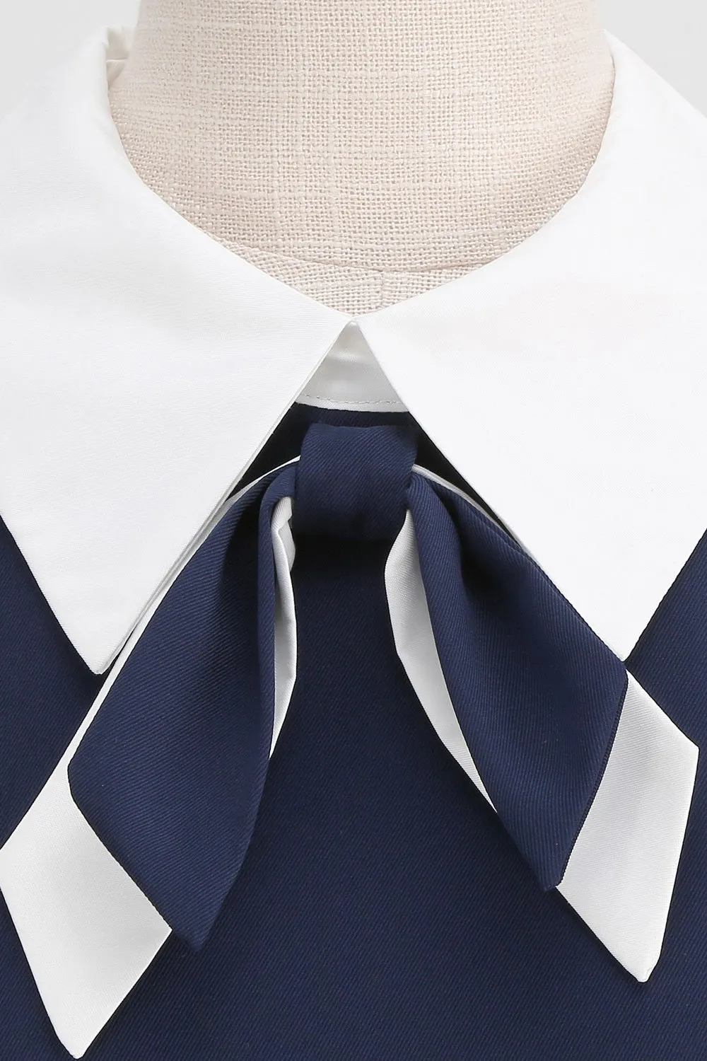Jewel Neck Navy 1950s Dress with Bowknot sold by Zapaka product image thumbnail 4