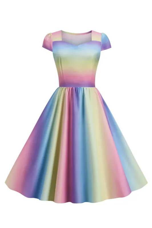 Colorful A Line Vintage 1950s Dress sold by Zapaka