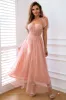 Pink A Line Corset Spaghetti Straps Prom Dress sold by Zapaka