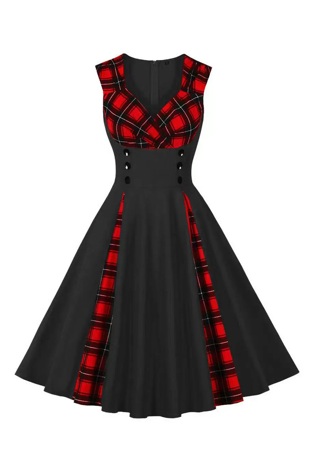 Black Plaid Swing 1950s Dress sold by Zapaka
