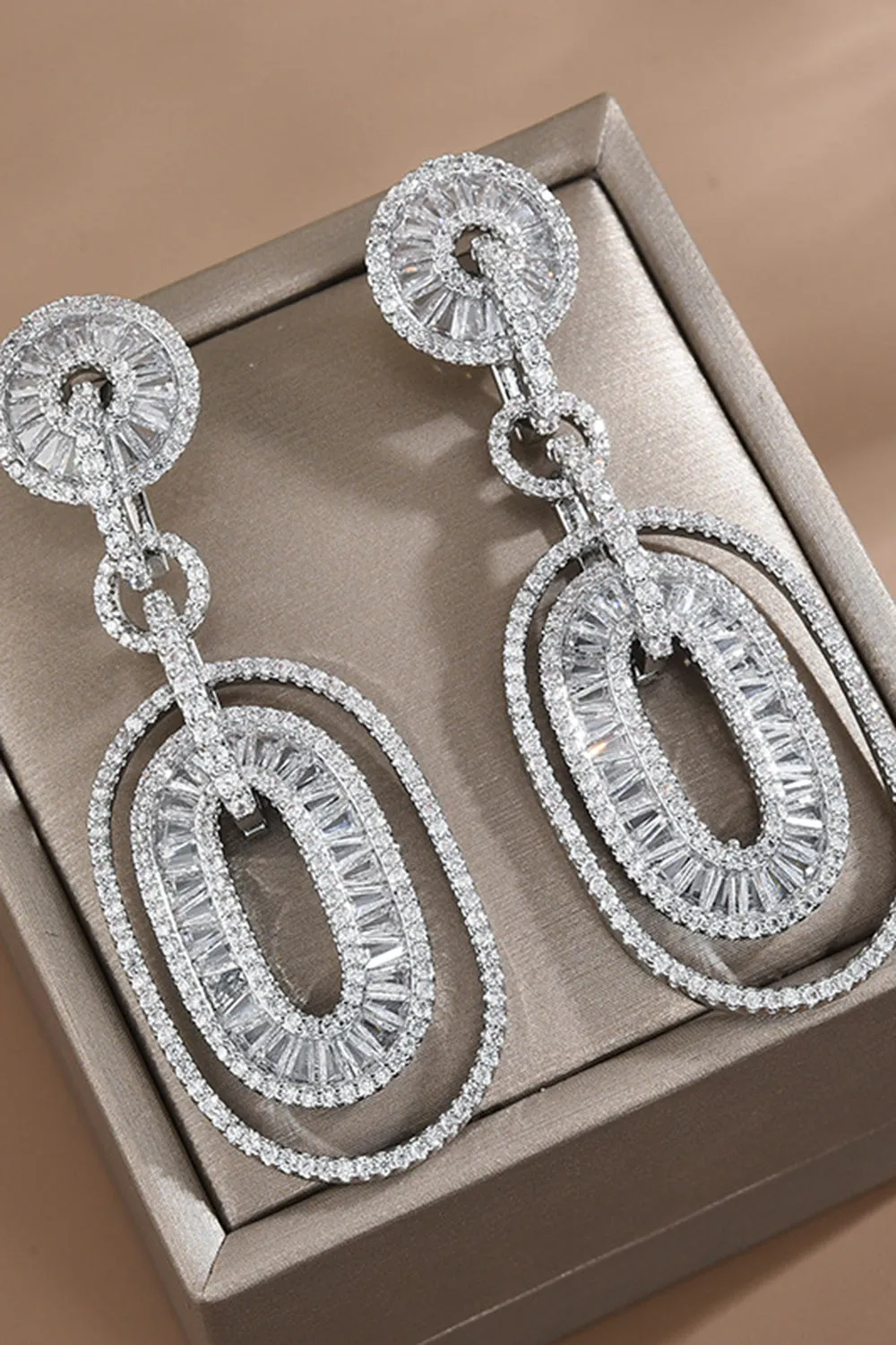 Pink Rhinestone Ring Drop Earrings sold by Zapaka product image thumbnail 5