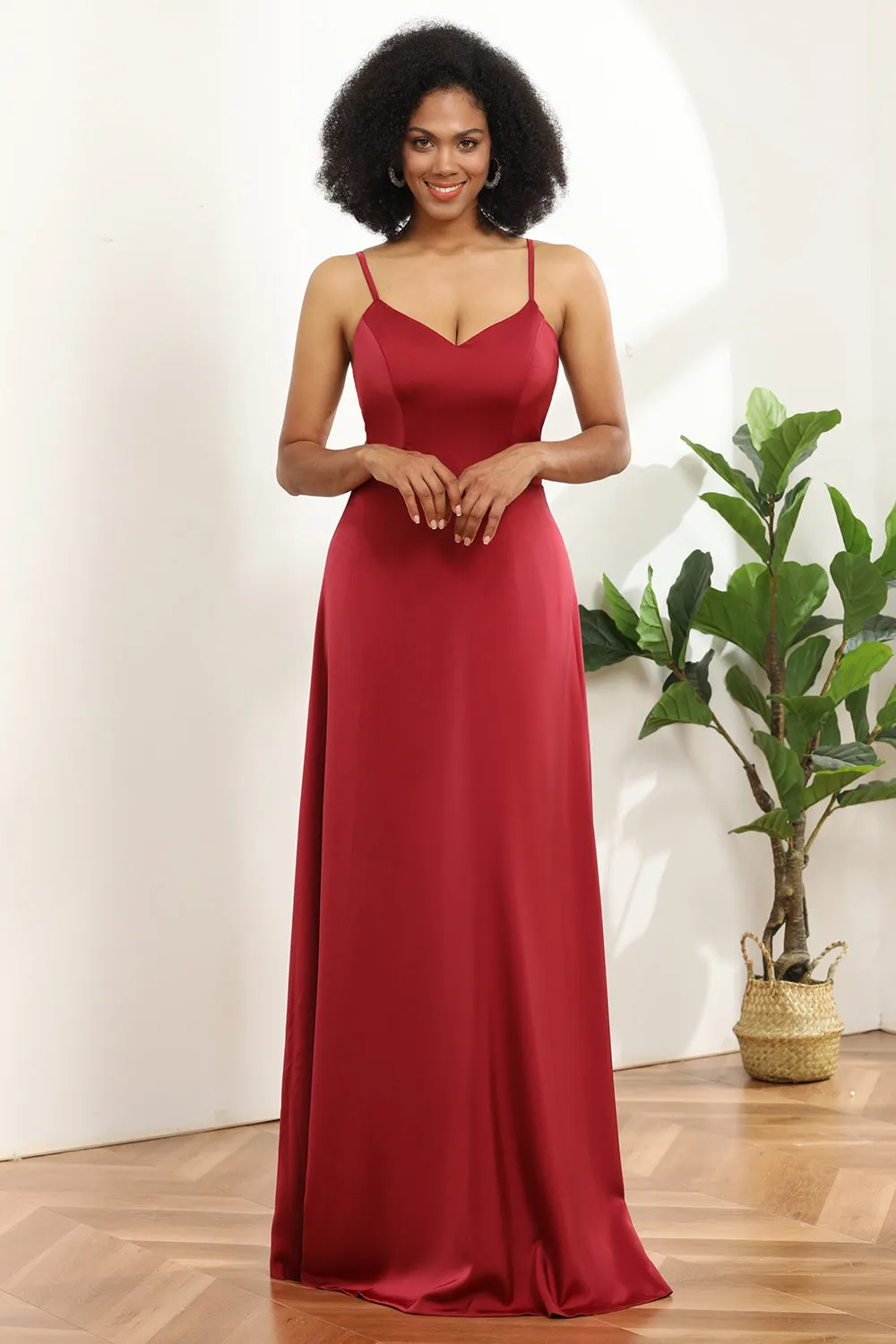 Satin Lace-up Back Bridesmaid Dress sold by Zapaka