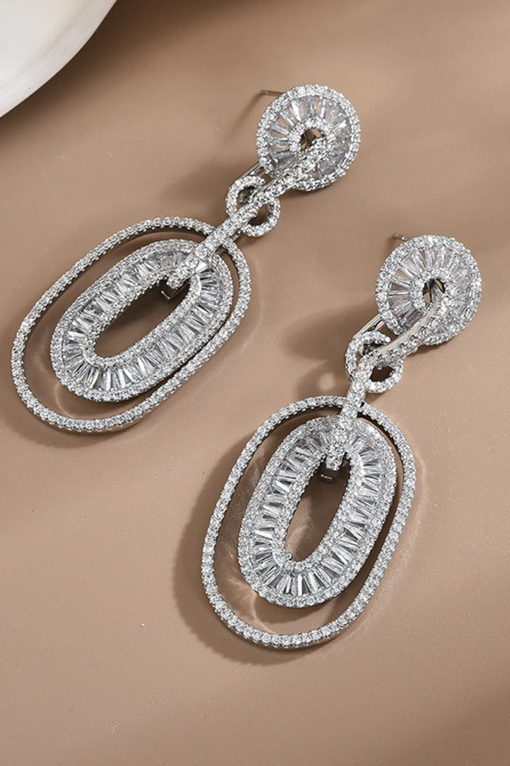 Pink Rhinestone Ring Drop Earrings sold by Zapaka product image thumbnail 4