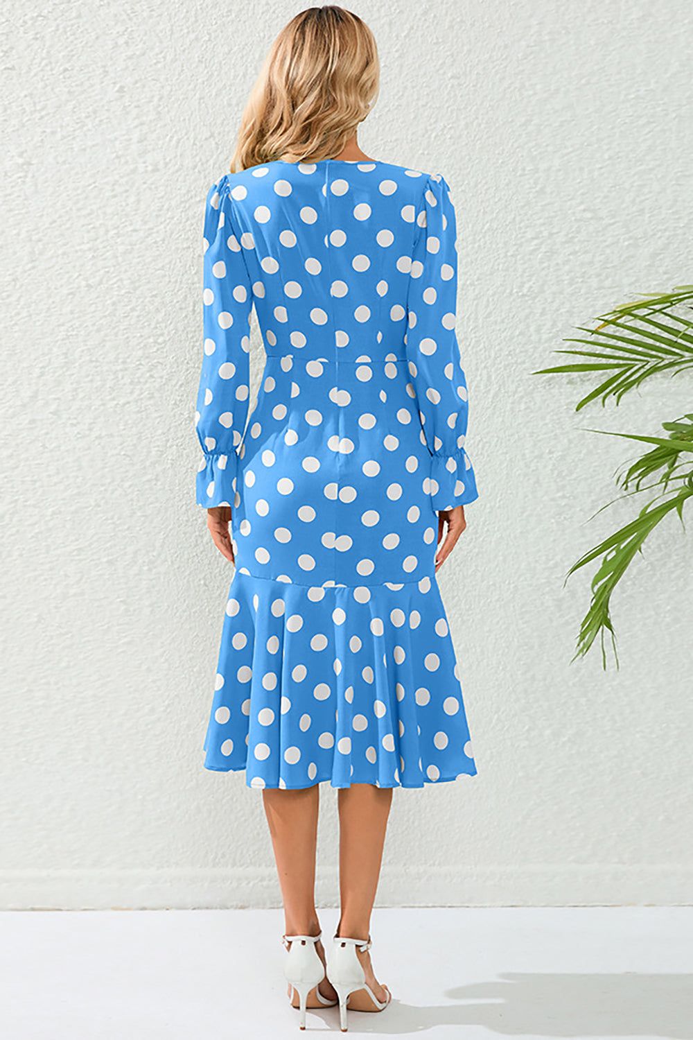 Polka Dots Blue Polka Dots Casual Dress with Long Sleeves sold by Zapaka product image thumbnail 2