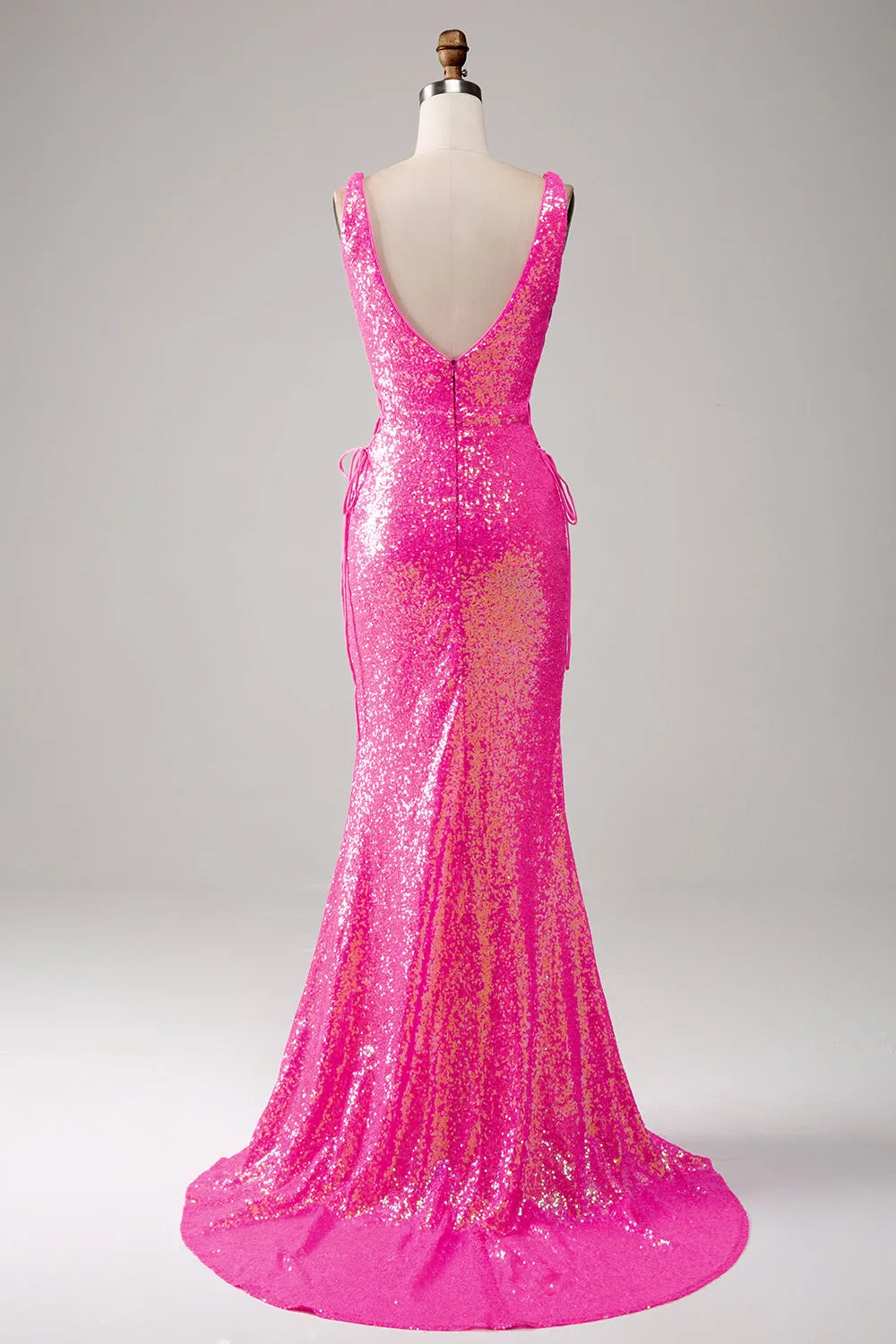 Sparkly Hot Pink Mermaid Prom Dress with Slit sold by Zapaka product image thumbnail 2