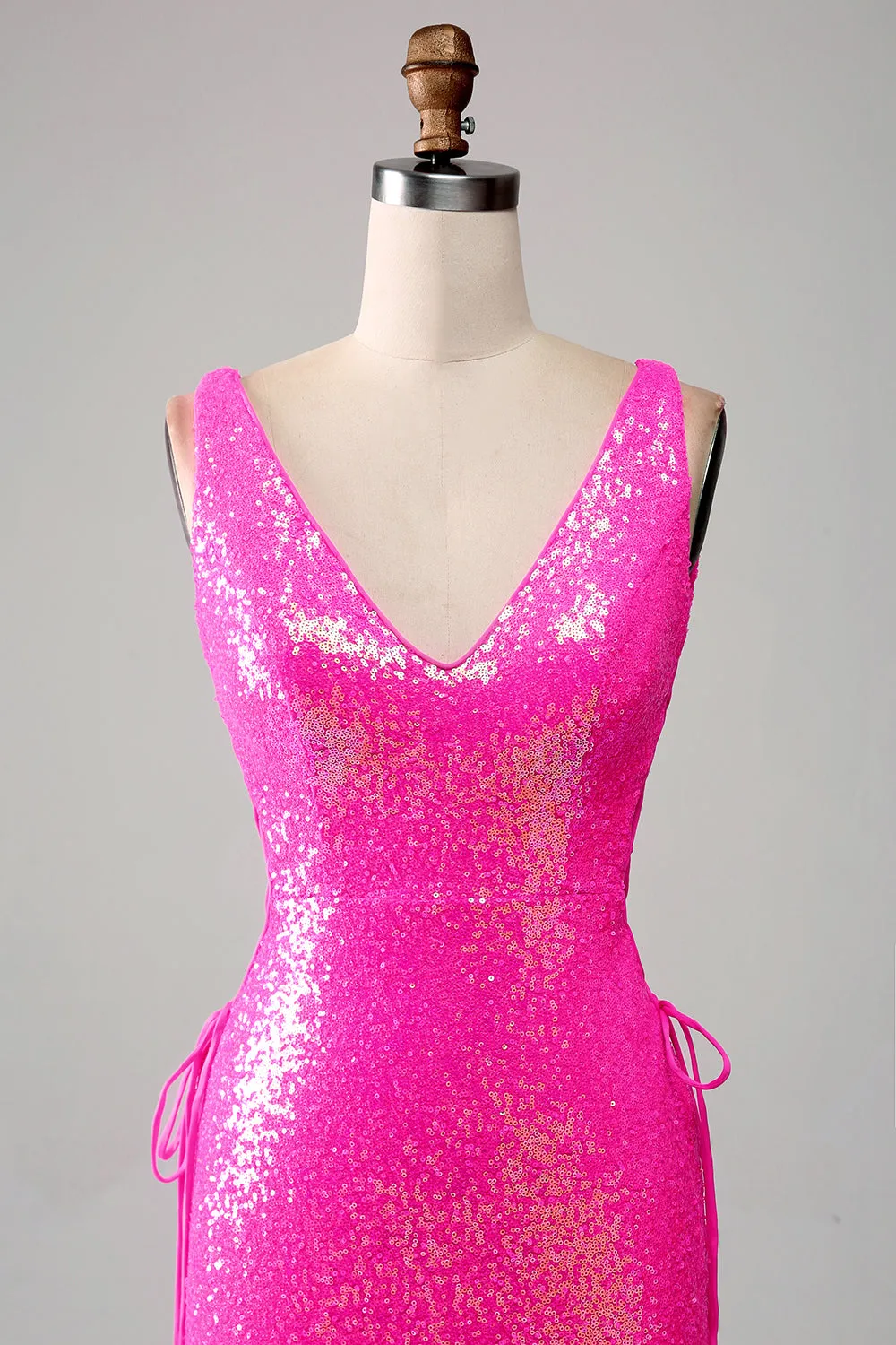 Sparkly Hot Pink Mermaid Prom Dress with Slit sold by Zapaka product image thumbnail 5