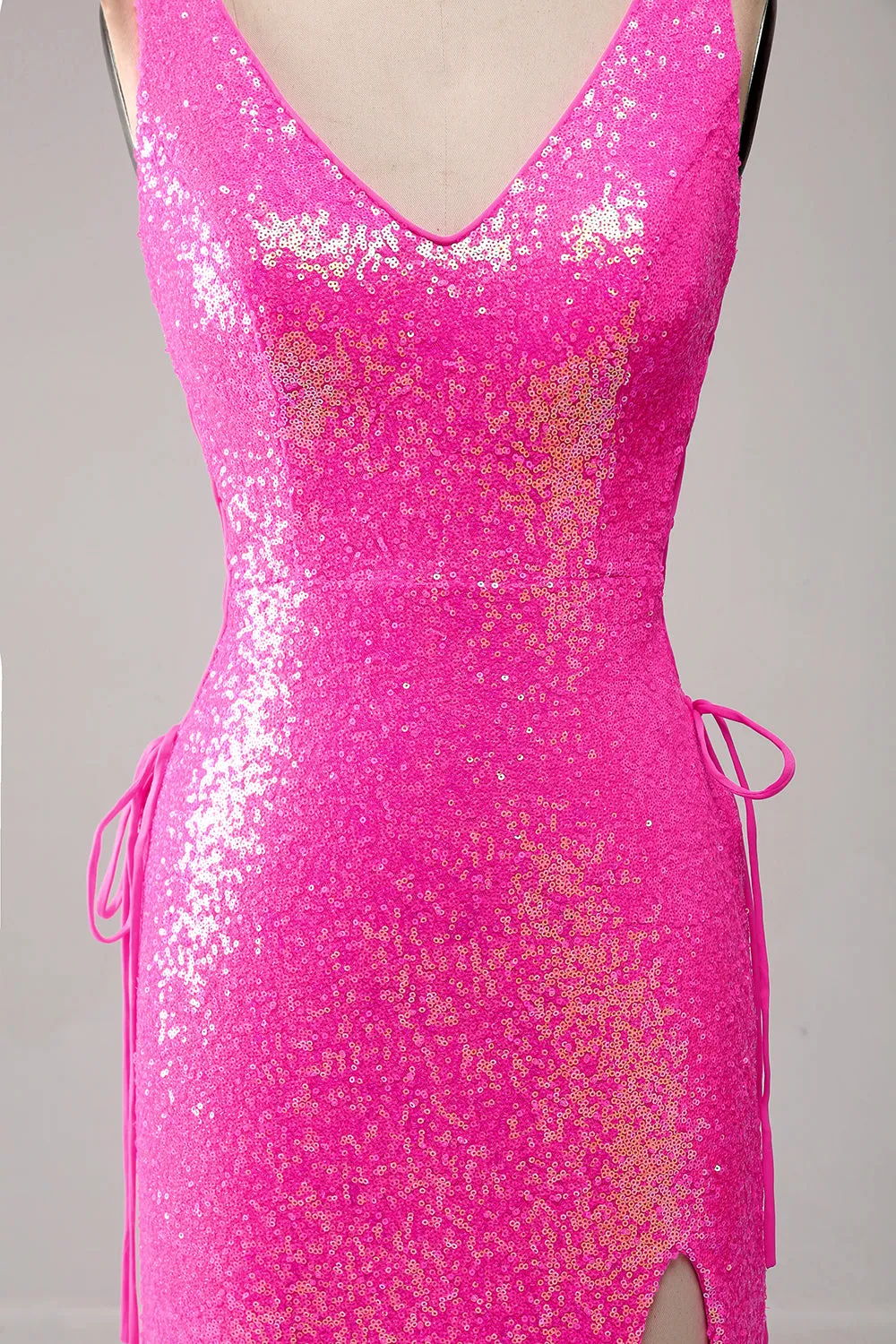 Sparkly Hot Pink Mermaid Prom Dress with Slit sold by Zapaka product image thumbnail 4
