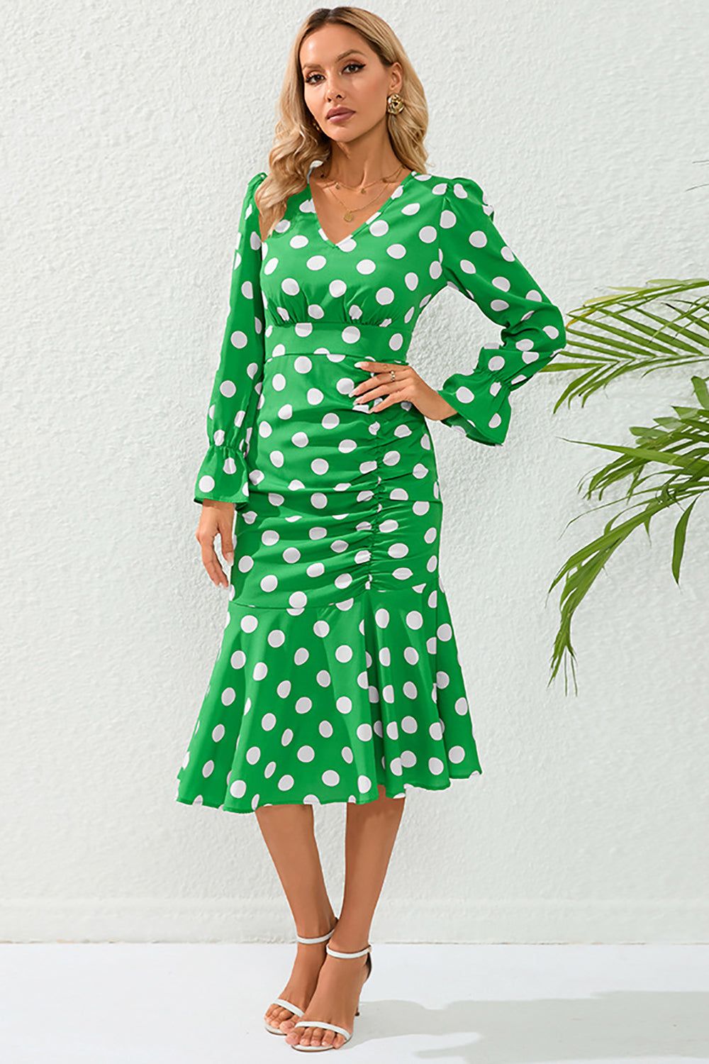 Polka Dots Blue Polka Dots Casual Dress with Long Sleeves sold by Zapaka product image thumbnail 4