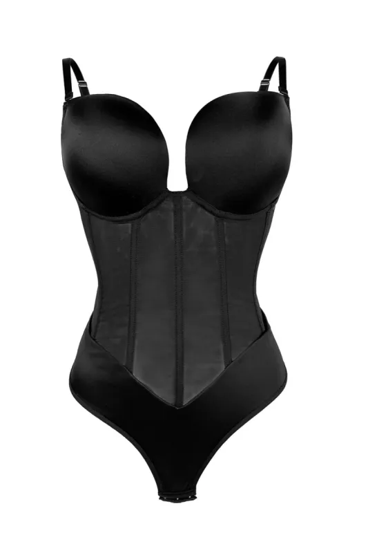 Black Corset Tummy Control Butt Lifting Bodysuit Shapewear sold by Zapaka