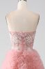 Blush A-Line Strapless Beaded Tiered Long Prom Dress sold by Zapaka