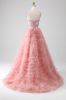 Blush A-Line Strapless Beaded Tiered Long Prom Dress sold by Zapaka