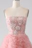 Blush A-Line Strapless Beaded Tiered Long Prom Dress sold by Zapaka