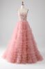 Blush A-Line Strapless Beaded Tiered Long Prom Dress sold by Zapaka