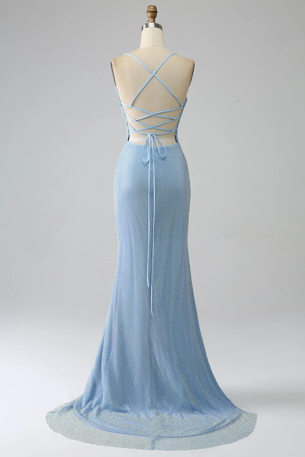 Mermaid Blue Long Prom Dress with Slit sold by Zapaka product image thumbnail 2