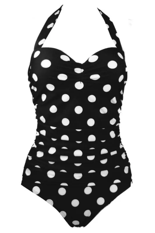 Plus Size Black White Polka Dots Swimwear sold by Zapaka