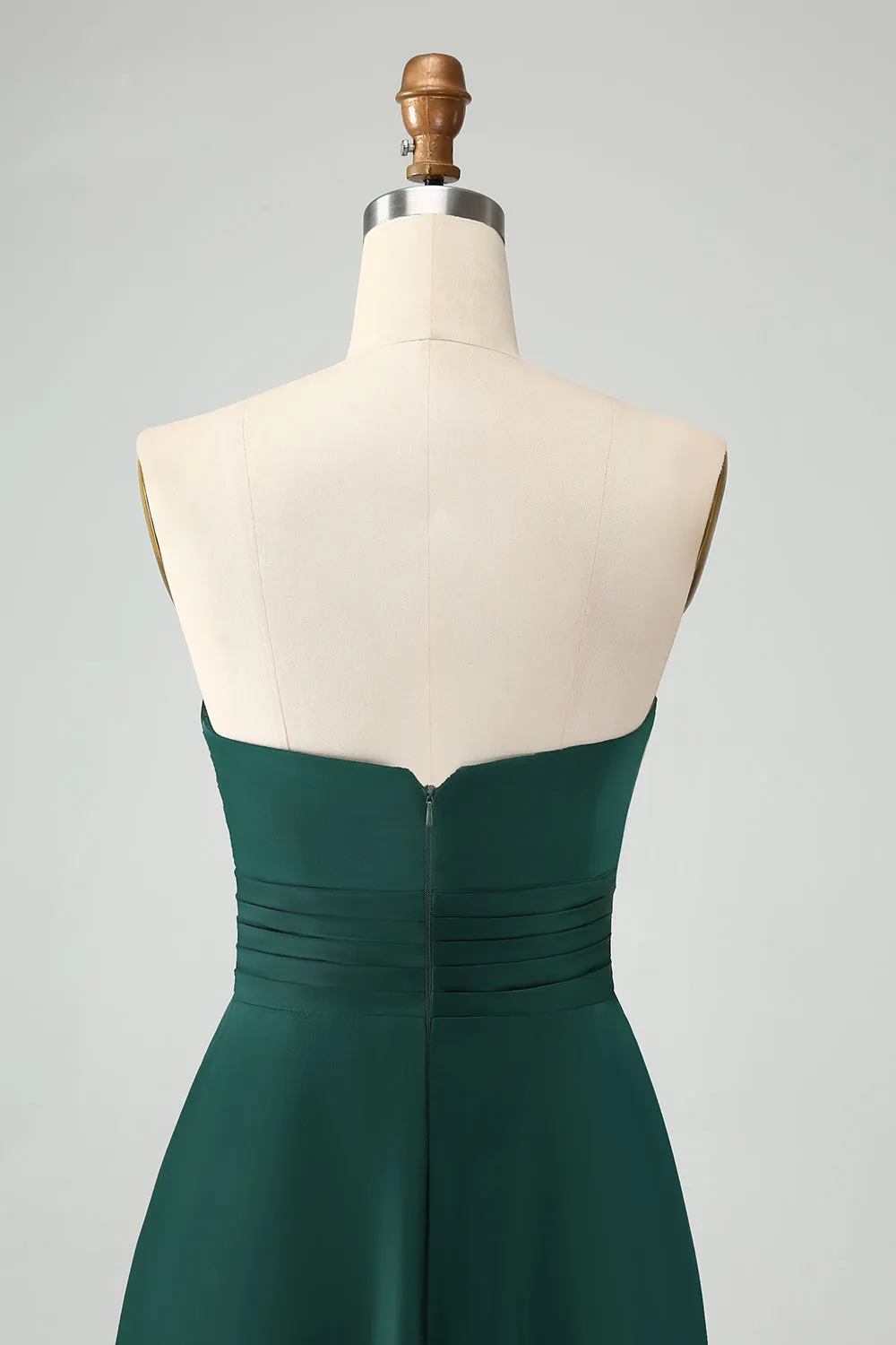 Dark Green A Line Sweetheart Keyhole Long Bridesmaid Dress sold by Zapaka product image thumbnail 5