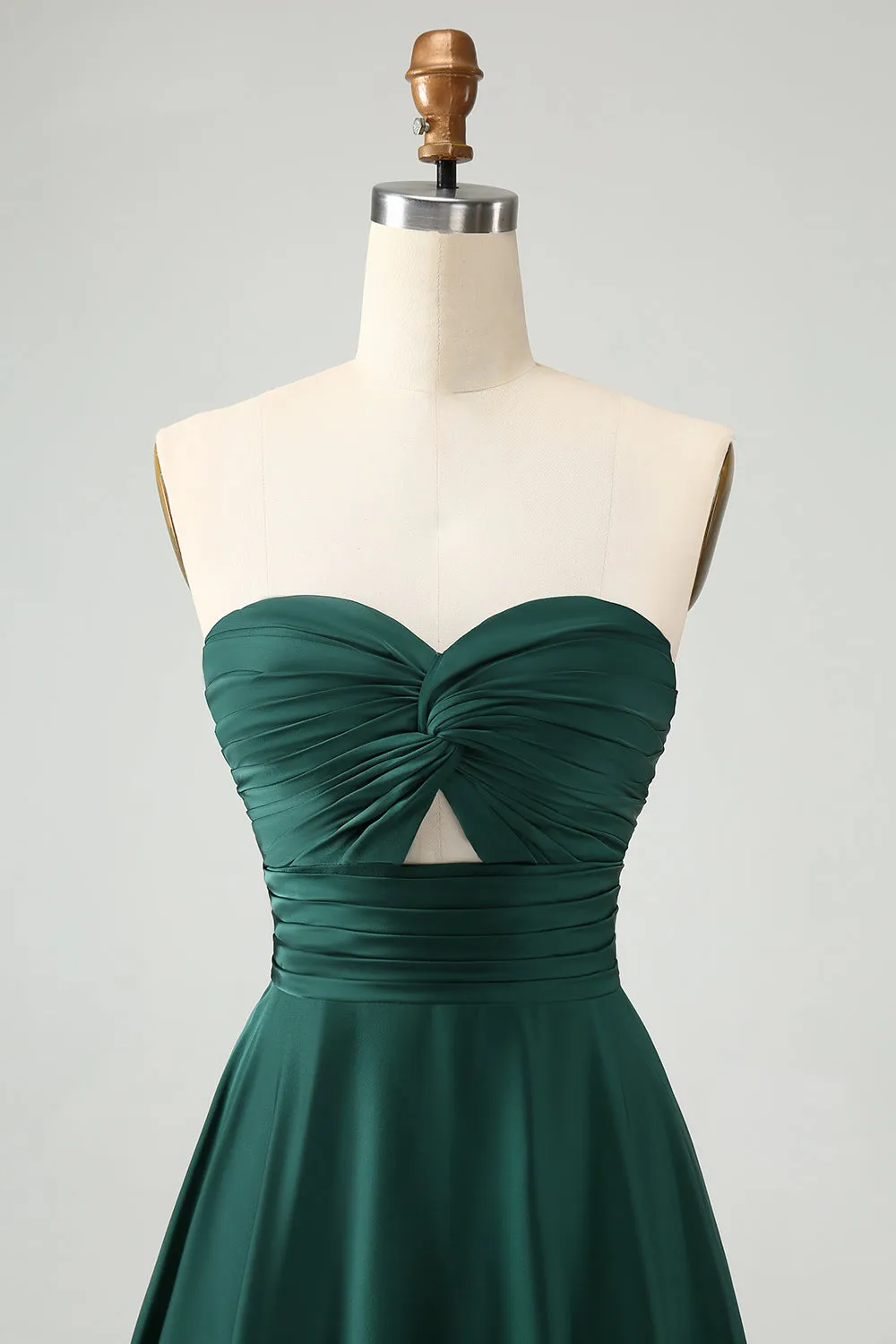 Dark Green A Line Sweetheart Keyhole Long Bridesmaid Dress sold by Zapaka product image thumbnail 4
